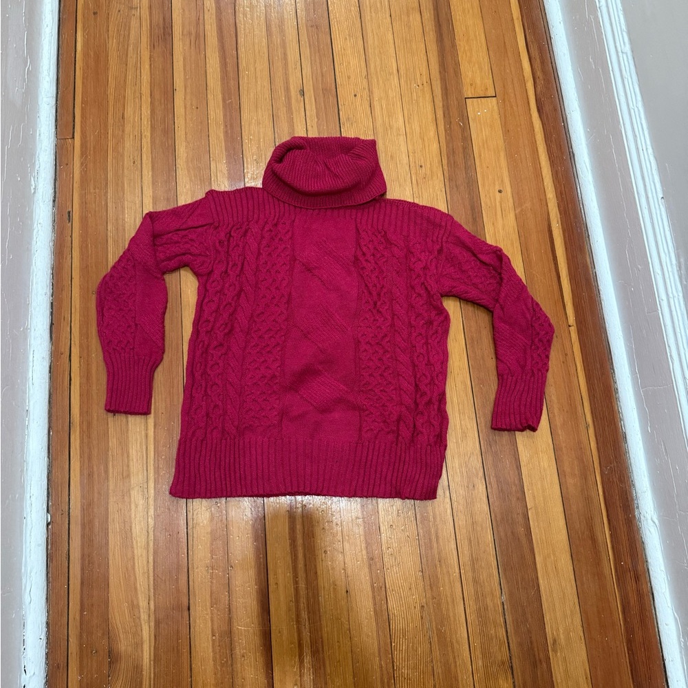 Anthropologie Berry Cold-Shoulder Knit Sweater